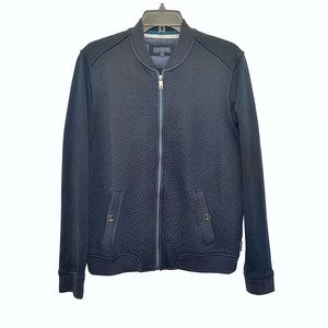 Ted Baker navy textured Bomber light weight full zip jacket size medium
